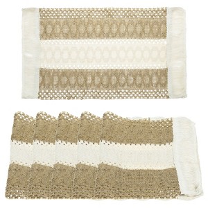 Unique Bargains Cotton Woven Vintage Wedding Absorbent Coasters with Tassels - 1 of 4