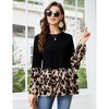 Women's  2 In 1 Shirt Leopard Patchwork Peplum Long Sleeve Tunic Tops Ruffles Casual Shirts - 2 of 4