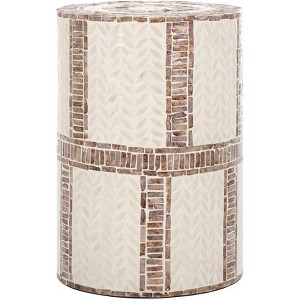 Keary Round Accent Table - White/Gold - Safavieh - 1 of 4
