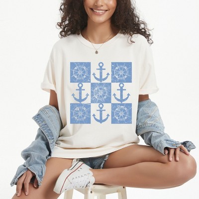 Simply Sage Market Anchor Wheel Grid Garment Dyed Tee