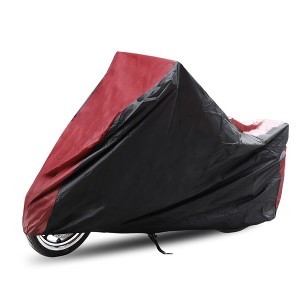 Unique Bargains 180T Rain Dust Motorcycle Cover Outdoor Protector Red&Black - 1 of 4