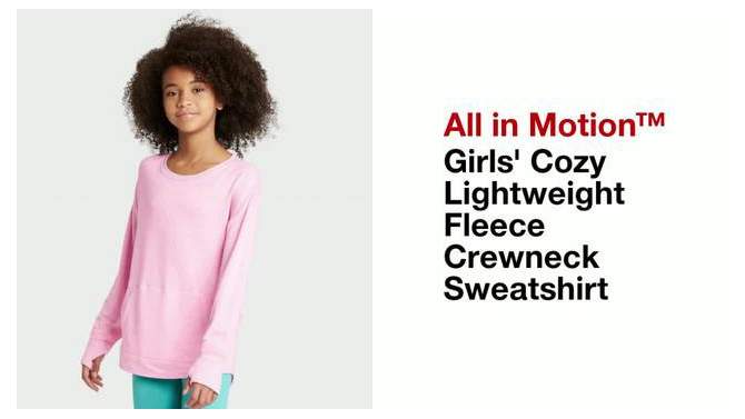 Girls' Cozy Lightweight Fleece Crewneck Sweatshirt - All In Motion™, 2 of 5, play video