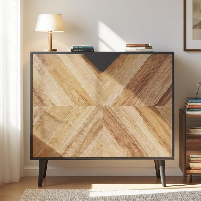 Acekool 31.5" Contemporary Storage Cabinet, Accent Sideboard Buffet Cupboard with Door Panels, Entryway or Dining