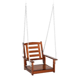 Outsunny Hanging Porch Swing Outdoor Patio Swing Chair with Pine Wood Frame and Wide Backrest for Patio and Yard - 1 of 4