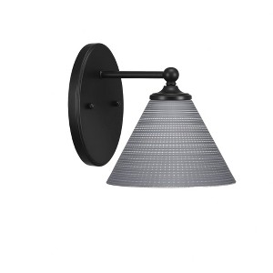Toltec Lighting Capri 1 - Light Sconce in  Matte Black with 7" Gray Matrix Shade - 1 of 1