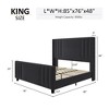 AMERLIFE Velvet Upholstered Platform Bed with Vertical Channel Tufted Headboard/Wingback - 2 of 4