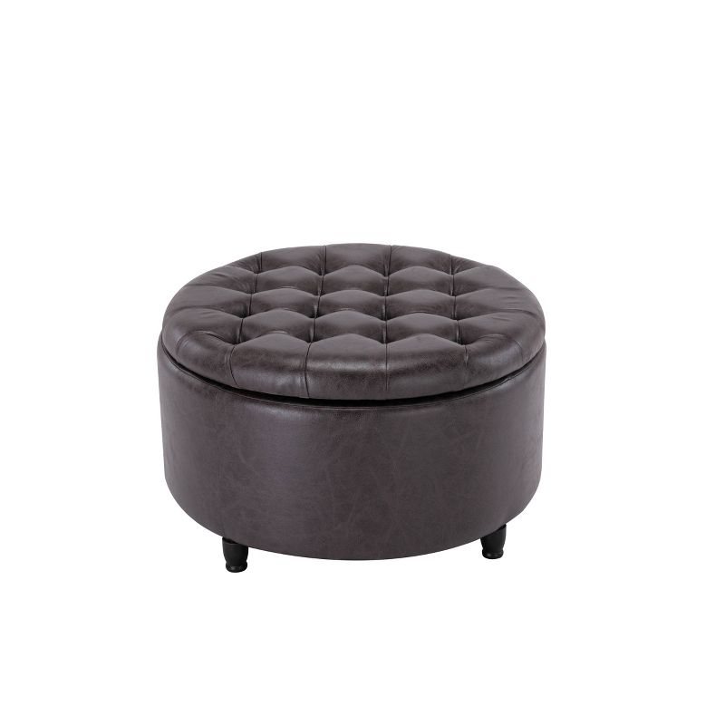Large Round Tufted Storage Ottoman with Lift Off Lid - WOVENBYRD, 5 of 19