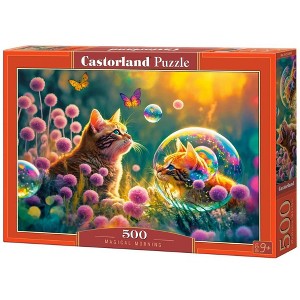 500 Piece Jigsaw Puzzle, Magical Morning, Cute kittens, Magical garden, Glowing flowers, Charming, Adult Puzzle, Castorland B-53841 - 1 of 4