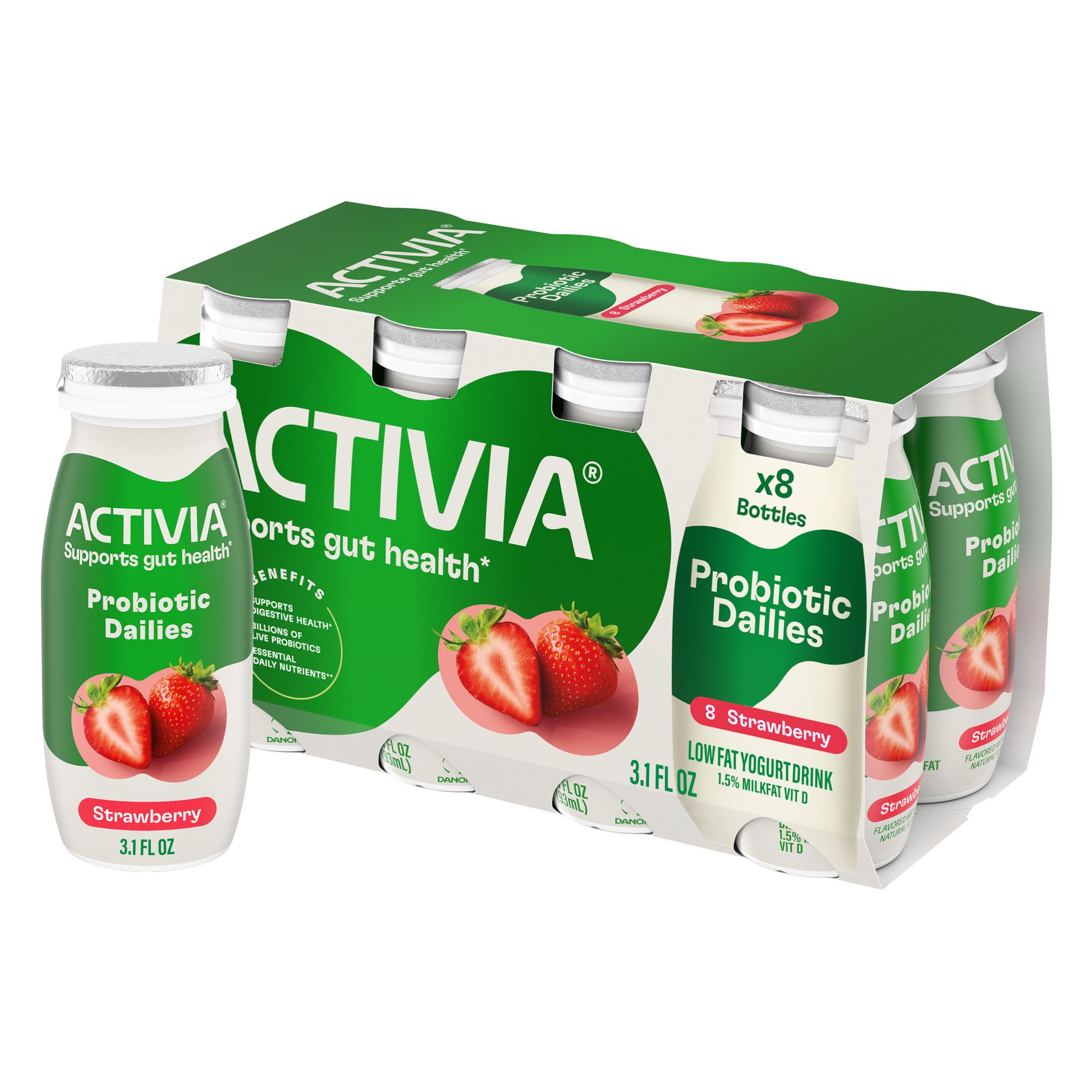 Activia Probiotic Dailies Strawberry Yogurt Drink - 8ct/3.1 fl oz Bottles
