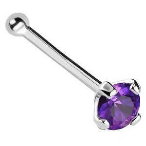 Jewelry Avalanche 22G 14K Gold Ball-end Nose Stud with Amethyst Gemstone - 1 of 2