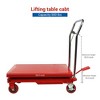 500 lbs hydraulic lift table cart with 30" lifting height; double scissor design with 4 wheels and non-slip pad for material handling and transport. - 4 of 4