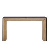 HDZNVF Elegant Console Table, Fireplace Design,Simple and Functional with High Quality Wood Veneer Top, Brown and Black - 4 of 4