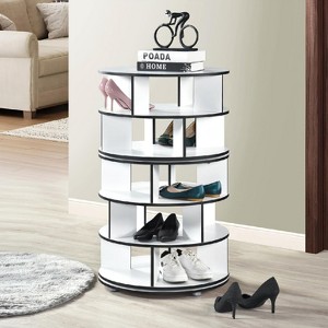 Kings Brand Furniture 5-Tier Rotating Shoe Rack—360° spinning storage tower, perfect for closets, entryways, bedrooms, or hallways - 1 of 4