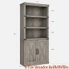 Home Office 5 Tier Book Shelf with Cabinet, 68.7" Tall Modern Farmhouse Bookcase w/ Doors and Adjustable Shelf, Wooden Storage Organizer Shelving Unit - 2 of 4