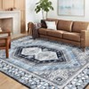 Washable Area Rug Non Slip Rug Vintage Printed Accent Rugs Low Pile Foldable Traditional Rug Oriental Medallion Carpet for Bedroom Living Room - 3 of 4