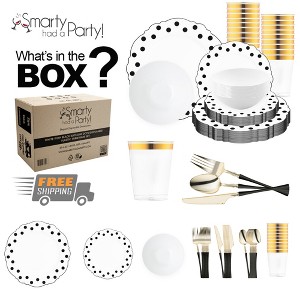 Smarty Had A Party White w/ Black Blossom Dots Plastic Tableware Set - 120 Sets - 1 of 4
