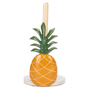 Elanze Designs Tropical Pineapple 12 inch Resin and Wood Paper Towel Holder - 1 of 4