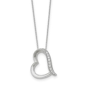 Black Bow Jewelry Rhodium Plated Sterling Silver & CZ Daughter-in-Law Heart Necklace - 1 of 4