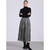 INSPIRE CHIC Women's Metallic Shiny Glitter Party High Waist Flared Plaeted Midi Skirt - 3 of 4