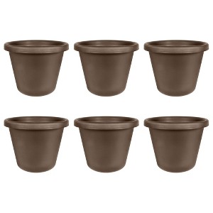 The HC Companies 24 Inch Classic Durable Plastic Flower Pot Container Garden Planter with Molded Rim and Drainage Holes, Chocolate Brown (6 Pack) - 1 of 4