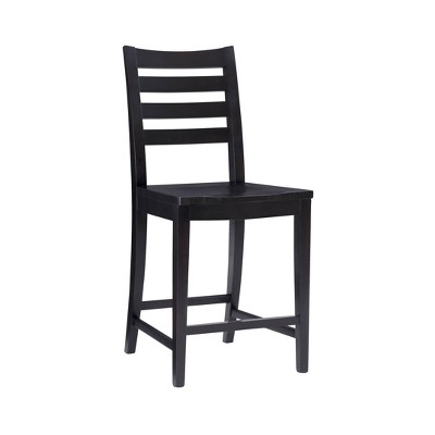 Flynn Black Solid Wood Ladder Back Counter Stools, Set of 2