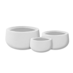 Rosemead Home & Garden 3pc Kante Concrete Outdoor Planter Pots Chalk White 19.6"x19.6"x9.8" - 1 of 4