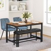 Dining Table Bench, Ottoman Bench with PU Leather Padded Seat, Steel Frame, 42.5 x 12.8 x 18.9 Inches, Hallway, Bedroom, Black - 3 of 4