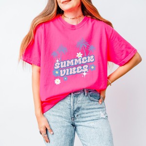 Simply Sage Market Summer Vibes Palm Trees Floral Garment Dyed Tee - 1 of 4