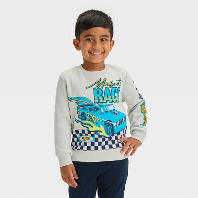 Image of Toddler Boys' Hot Wheels Checkered Fleece Pullover - White 12M