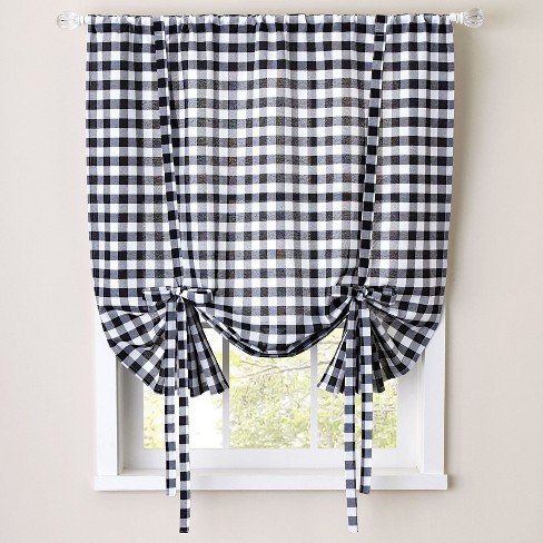 Buffalo Check Plaid Gingham Tie-Up Window Single Curtain by Sweet Home Collection® - image 1 of 3