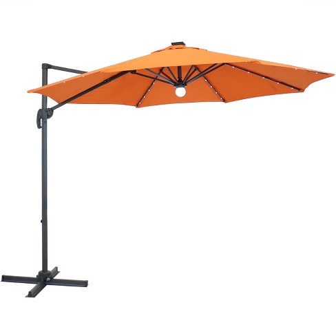 Offset Solar Led Lighted Patio Umbrella Orange Sunnydaze Decor Target