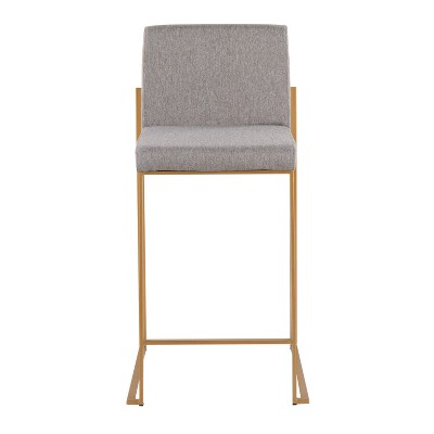 Adjustable Gold Steel and Grey Fabric Backless Stool