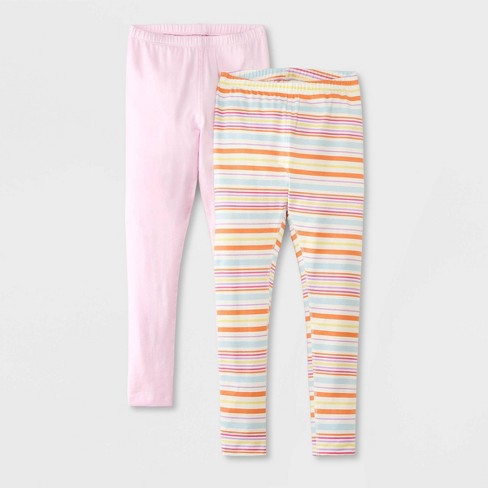 Girls' 2pk Adaptive Striped Leggings - Cat & Jack™ Light Pink L