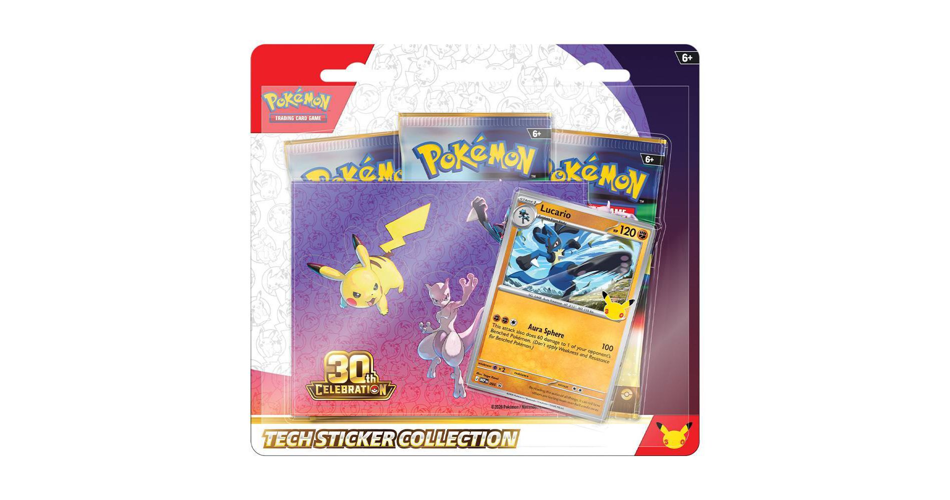 Pokémon Trading Card Game: 30th Celebration Tech Sticker Collection (Lucario or Alolan Exeggutor)- Styles May Vary