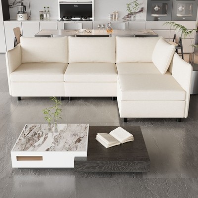 NicBex Modular 98.5" L Shape Sectional Sofa Sleeper Couch Set with Storage Space for Living Room