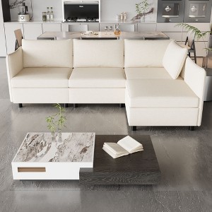 NicBex Modular 98.5" L Shape Sectional Sofa Sleeper Couch Set with Storage Space for Living Room - 1 of 4