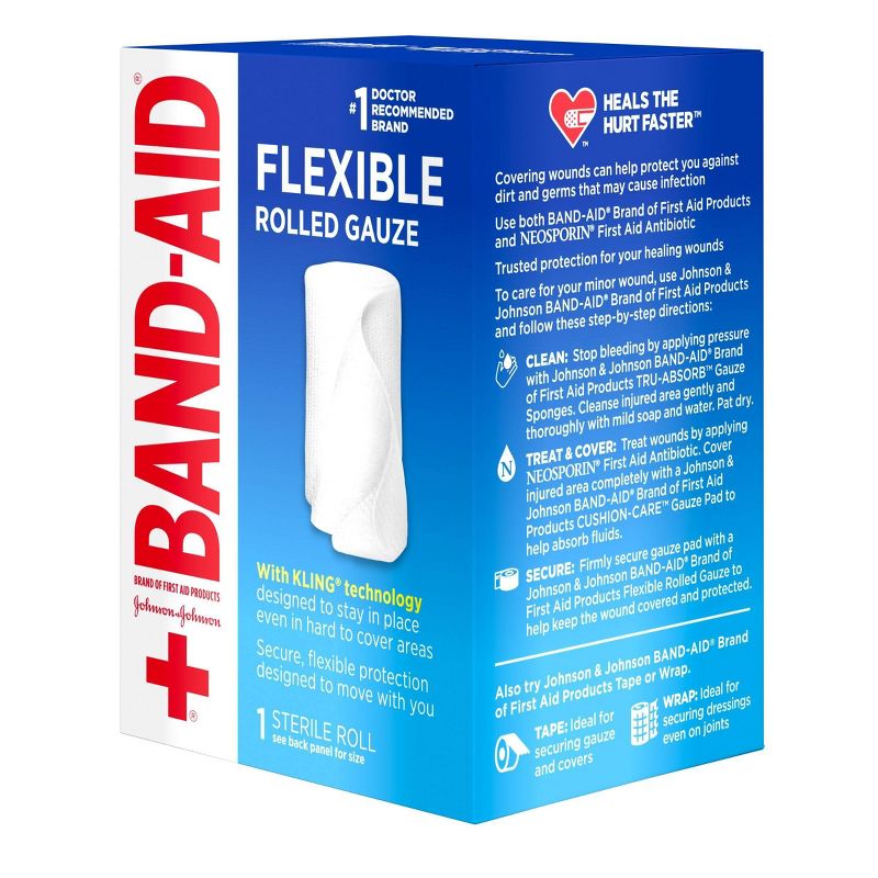 Johnson &#38; Johnson Brand First Aid Product Flexible Rolled Gauze - 2in x 2.5yd, 5 of 8