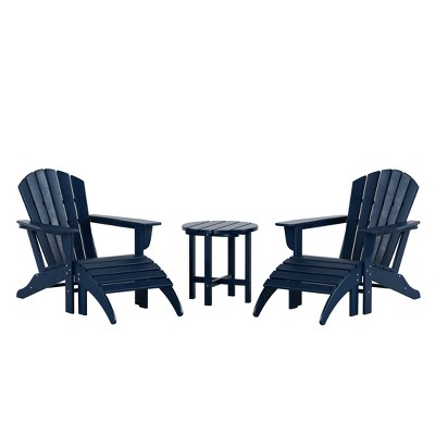 WestinTrends Dylan HDPE Outdoor Patio Adirondack Chairs with Ottomans and Side Table (5-Piece Conversation Set)