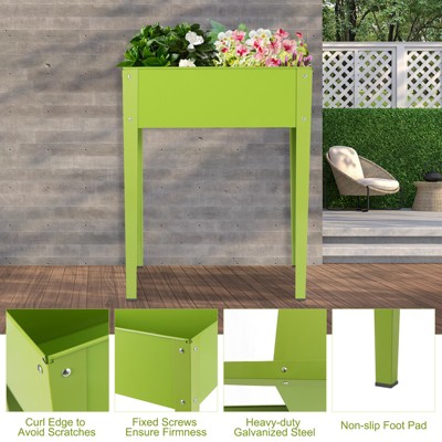 Green Steel Outdoor Elevated Garden Planter with Legs 24.5" x 12.5" x 31.5"