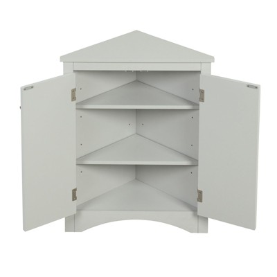 SEVOBAL Bathroom Storage Cabinets Triangle Shaped Floor Cabinet with Open Shelves for Bathroom or Kitchen, Gray, 17.2"*17.2"*31.5"