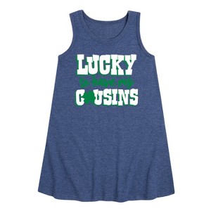 - Instant Message - St. Patrick's Day Lucky to Have My Cousins Graphic Sleeveless Aline Dress - 1 of 4