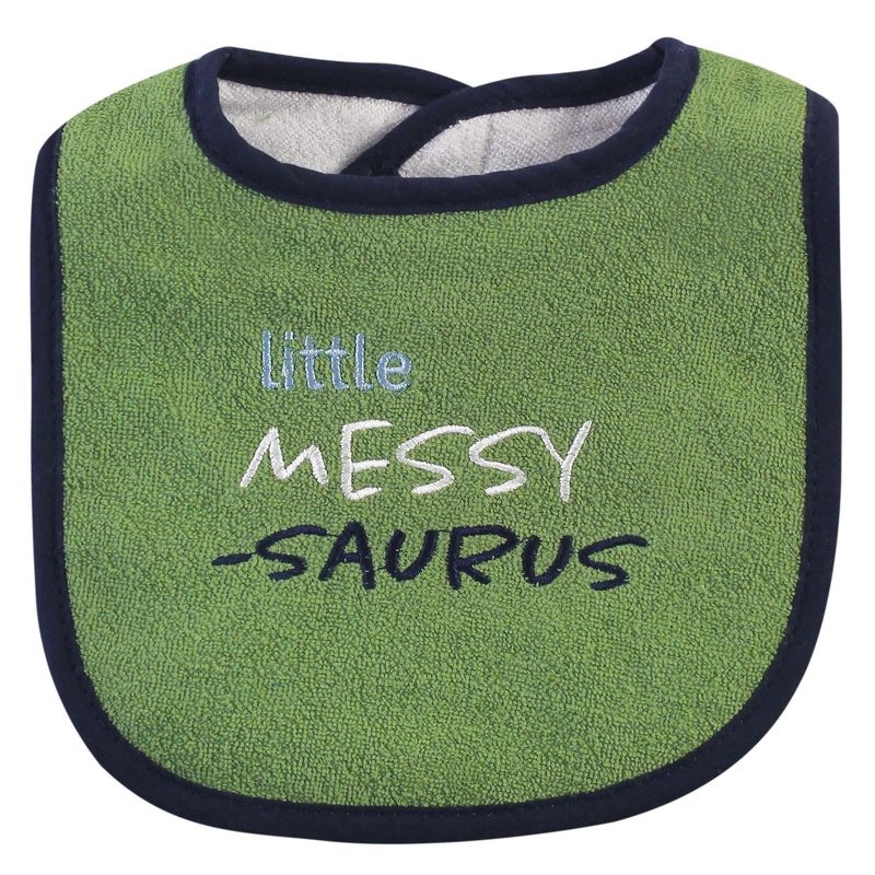 Hudson Baby Infant Boy Cotton Terry Bib and Burp Cloth Set 5pk, Messysaurus, One Size, 5 of 8
