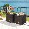 Costway 2PCS Patio Rattan Ottomans Seat Side Table Storage Box Footstool with Cushions Red/Grey/Black - 2 of 4