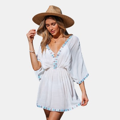 Women's Lazy Daze White Cover-Up Mini Dress - Cupshe