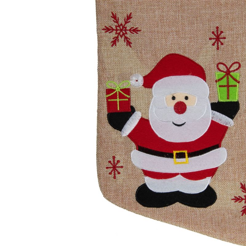 Northlight 19" Beige and Red Santa Claus Embroidered Christmas Stocking, 4 of 5