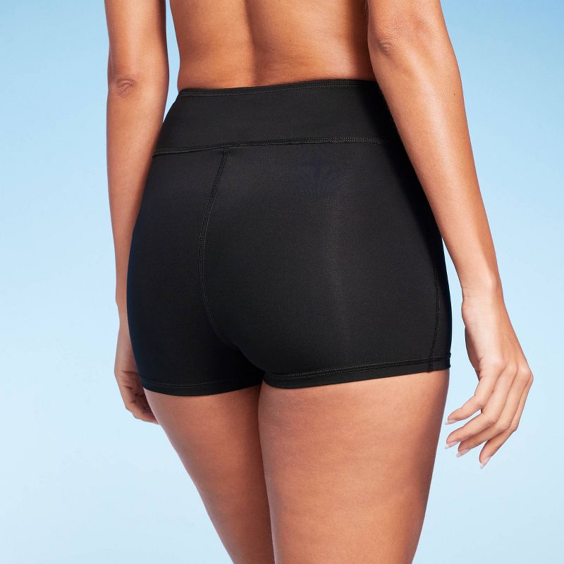 Women's Tummy Control High Waist Swim Shorts - Kona Sol™ Black, 3 of 7