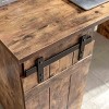 HDZNVF Home Office Desk Distressed Wood One Cabinet Three Shelves Faux Barn Door on Metal Euro Hinges Modesty Panel - 2 of 4
