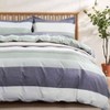 Queen Duvet Cover Set 3pc 90x90 Gray Mint Green Striped Microfiber Comforter with Zipper and Ties - Modern Chambray - 3 of 4
