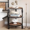Garvee Round End Table with Storage Shelves, 3-Tier Round Side Table w/ Mental Support Legs, Rustic End Table Nighstand for Living Room Bedroom - 2 of 4