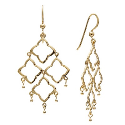 Women's Sterling Silver Drop Kite Earrings in 14K Gold - Yellow (40mm)